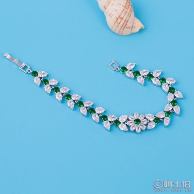 【寶莉雅花卉鋯石手鏈水滴白金電鍍手鐲女禮物禮品廠家直銷批發h0982ka】義烏市傅寶仙飾品廠 - 產品庫