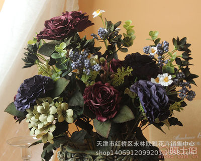 【天津欣雅花藝仿真花玫瑰實拍新品廠家批發一件代發貨歐式玫瑰花】天津市紅橋區永林欣雅花卉銷售中心 - 產品庫