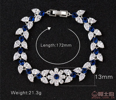 【寶莉雅花卉鋯石手鏈水滴白金電鍍手鐲女禮物禮品廠家直銷批發h0982ka】義烏市傅寶仙飾品廠 - 產品庫